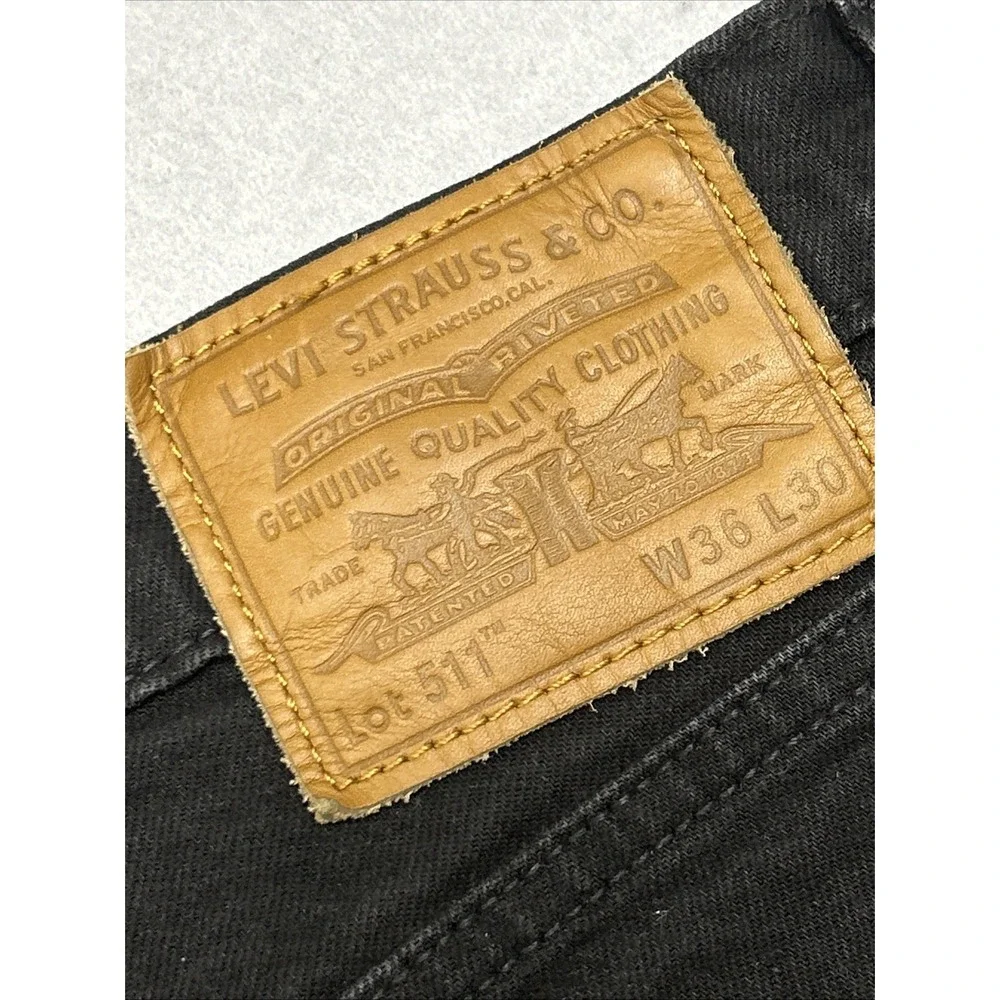 Levi's 511 Slim Fit Dark Wash Black Premium Denim Jeans Mens 36x29.5